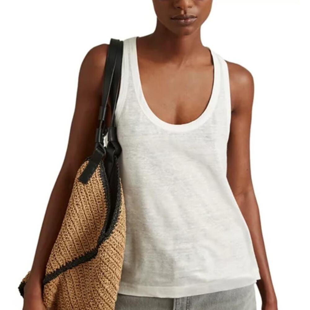 EUC REISS Taloulah Linen Vest, Tank Top, White MSRP $158 Size Medium RARE FIND